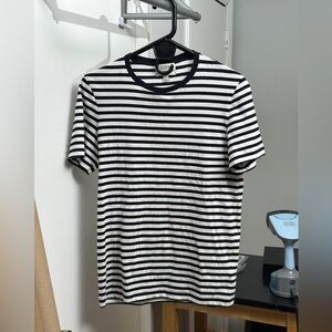 Cos 100% cotton striped t shirt in navy